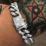 Luxury Lab Diamond Watch & Iced Cuban Chain Necklace & Hip Hop Bracelet Gift Set