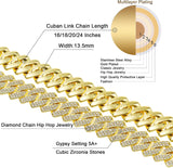 Mens Cuban Link Chain Iced Out Silver Miami Cuban Necklace Bling Diamond Chain Hip Hop Jewelry with Gift Box for Women